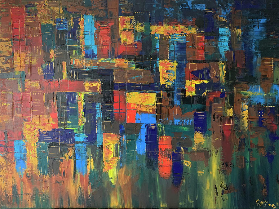 City Lights Painting by Raji Musinipally