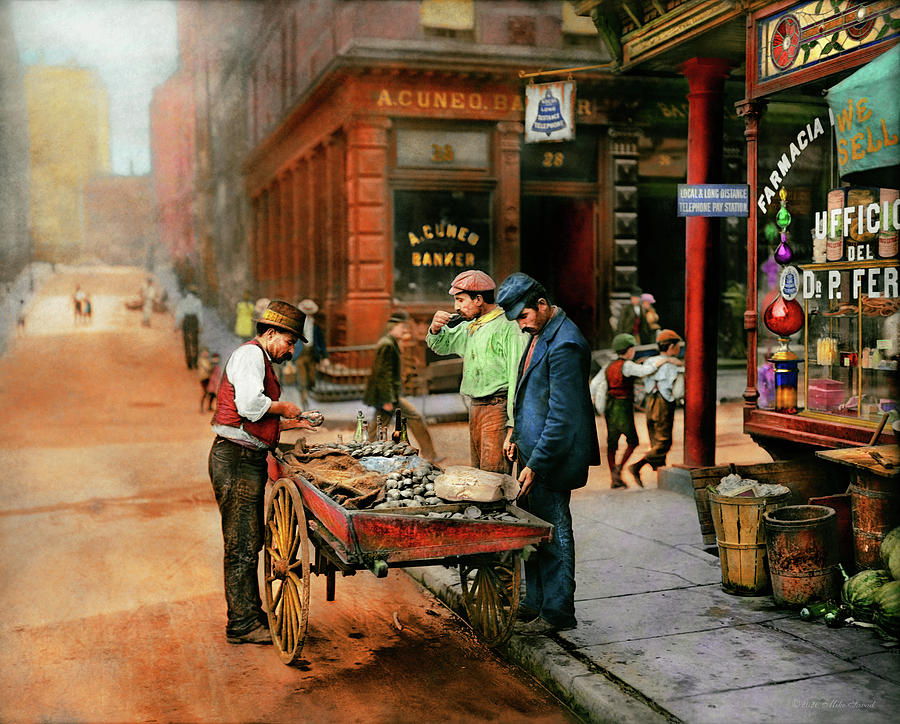 City - Little Italy NY - Mussel Man 1900 Photograph by Mike Savad