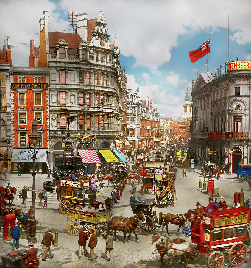 City - London, England - Piccadilly Circus 1900 Photograph by Mike Savad