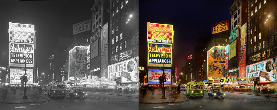 City - Manhattan, NY - Here comes the girls 1953 - Side by Side Photograph by Mike Savad