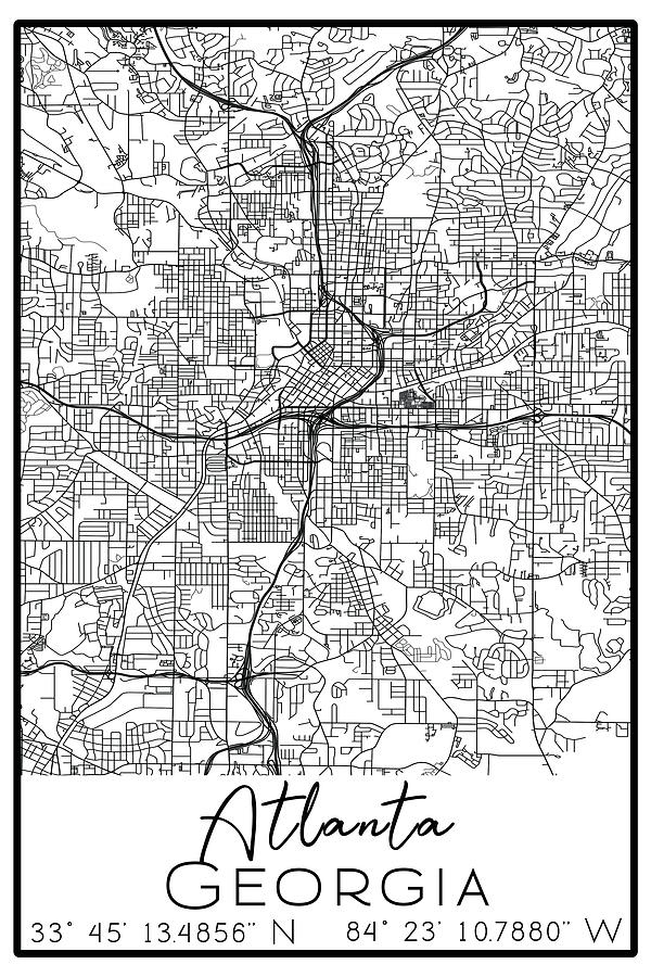 City Map Of Atlanta Digital Art By Map Guru Fine Art America