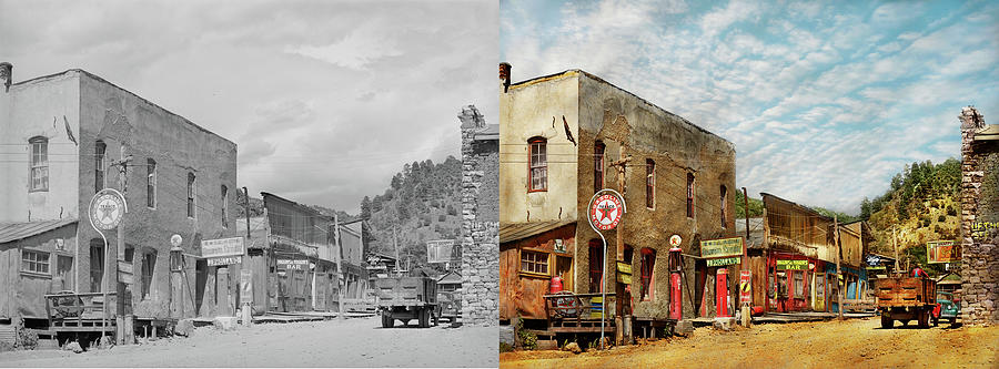 City - Mogollon, NM - JP Holland general store 1940 - Side by Side Photograph by Mike Savad