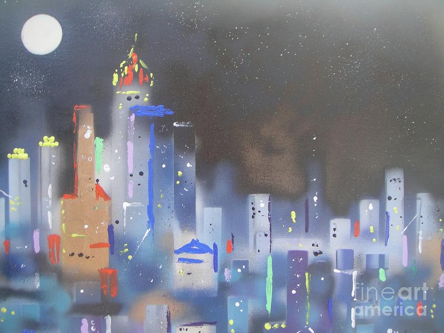 City Moon Painting by Patrick Grills