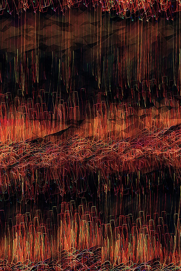 City Mountains Rain Abstract of Light Portrait Digital Art by Gaby Ethington