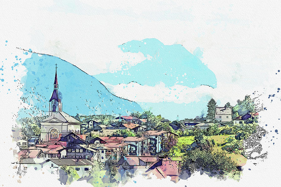 City Near The Mountain, Ca 2021 By Ahmet Asar, Asar Studios Painting
