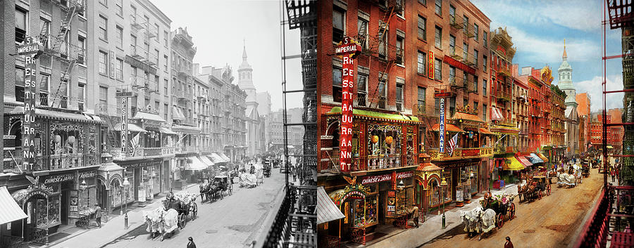 City - New York - Chinatown in 1905 - Side by Side Photograph by Mike Savad