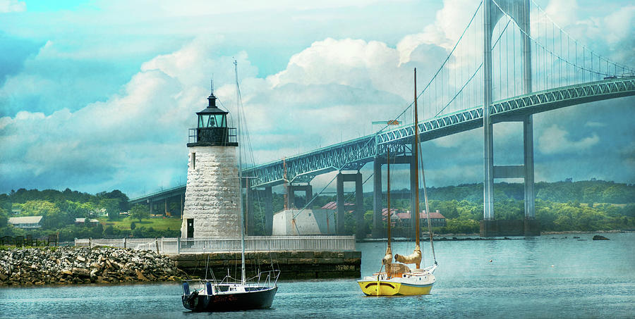 City - Newport RI - The Newport lighthouse Photograph by Mike Savad