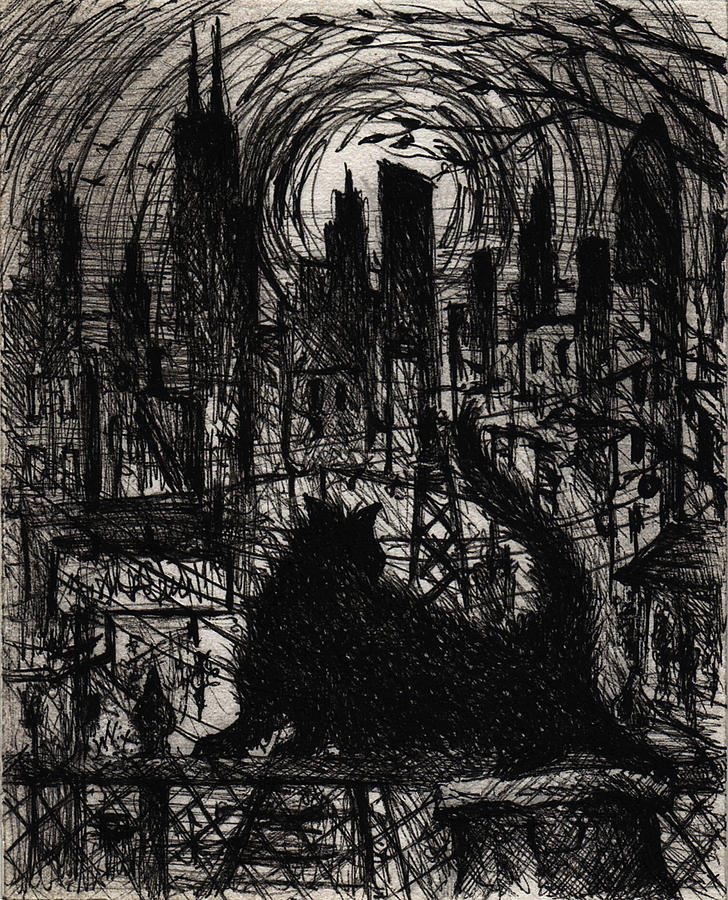 City Cat Drawing by William Russell Nowicki