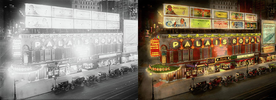 City - NY - A night out 1920 - Side by Side Photograph by Mike Savad