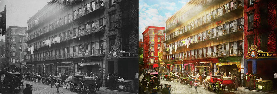 City - NY - A place we call home 1912 - Side by Side Photograph by Mike Savad