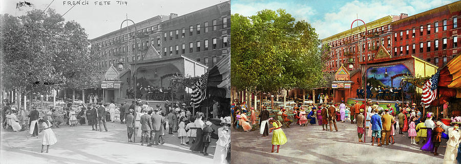 City - NY - Celebrating Bastille Day 1913 - Side by Side Photograph by Mike Savad