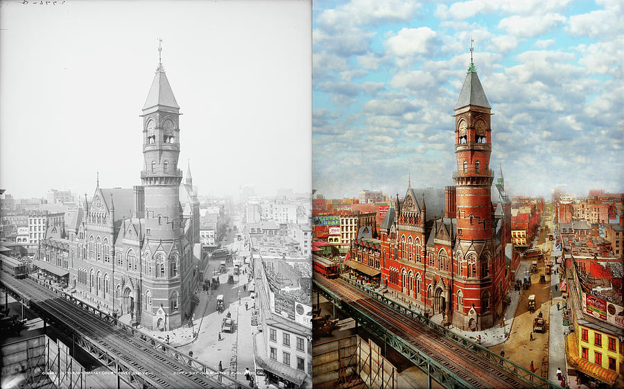 City - NY - Jefferson Market Court House 1905 - Side by Side  Photograph by Mike Savad