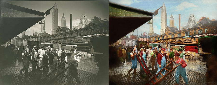 City - NY - The stevedores 1936 - Side by Side Photograph by Mike Savad