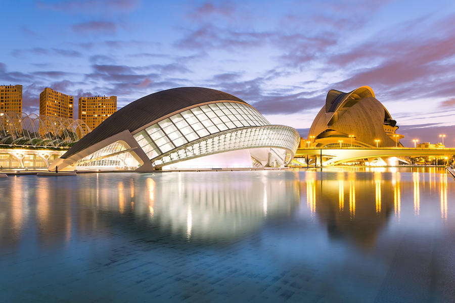 City of arts and science at dusk, Valencia Photograph by Matteo Colombo