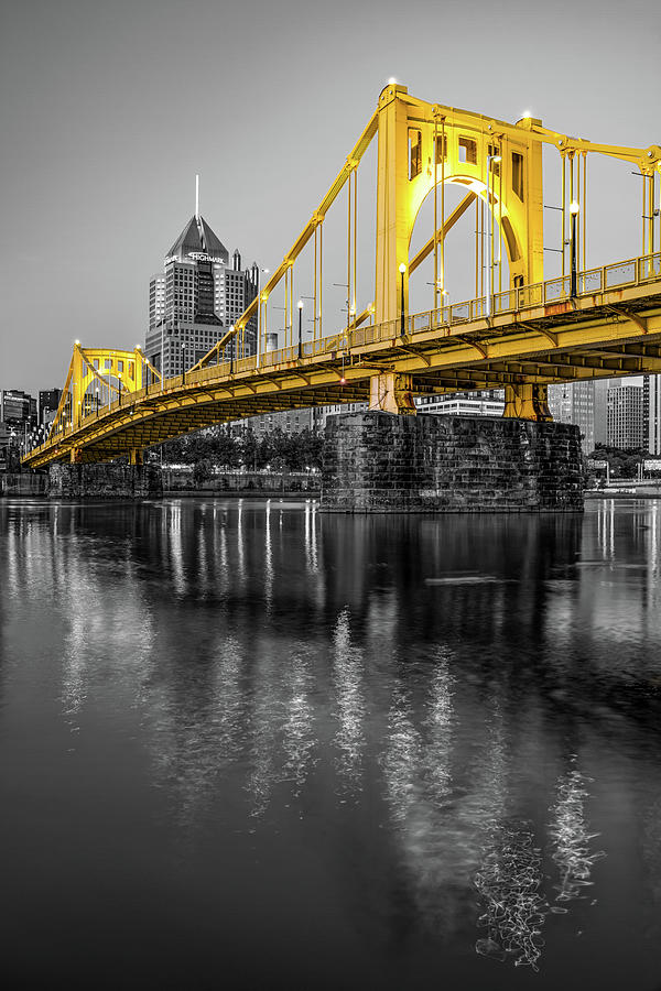 City Of Black And Gold - Pittsburgh Cityscape - Selective Color Edition Photograph by Gregory Ballos