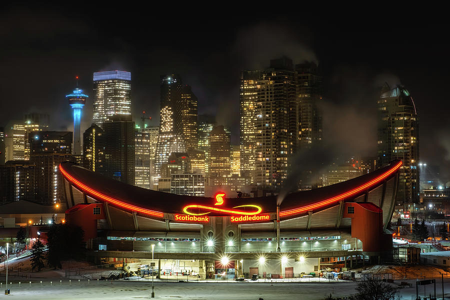 Calgary Flames Photograph - City of Calgary Under a Winter Deep Freeze  by Yves Gagnon