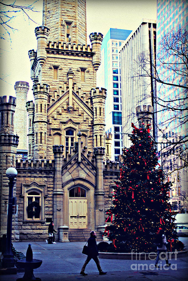 City Of Chicago Old Water Tower Christmas Photograph
