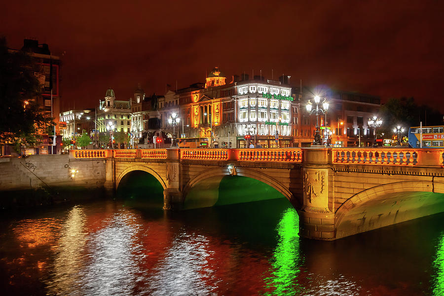 City of Dublin in Ireland by Night Photograph by Artur Bogacki