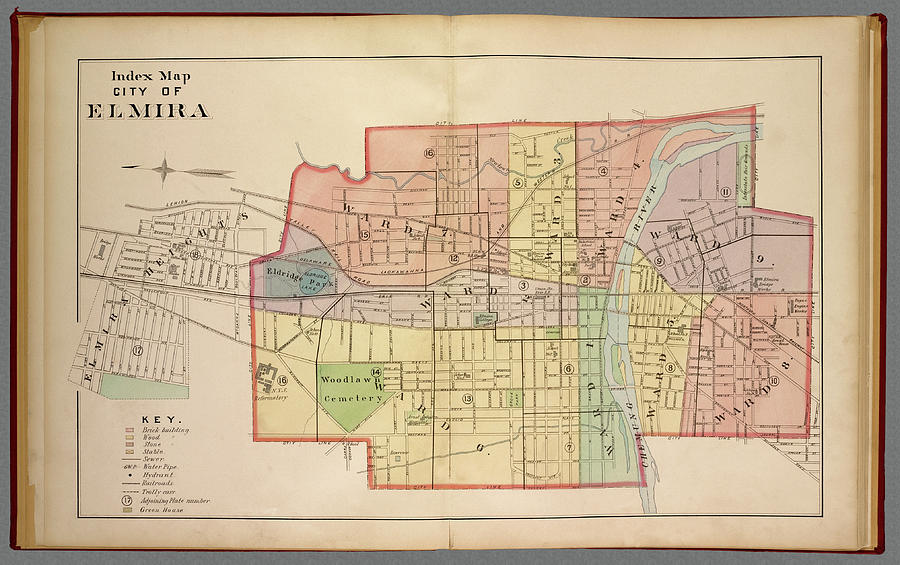City of Elmira Map 1896 Photograph by Phil Cardamone