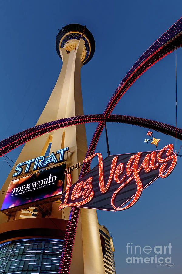 City of Las Vegas Arch, Strat and Palm Tree by Aloha Art