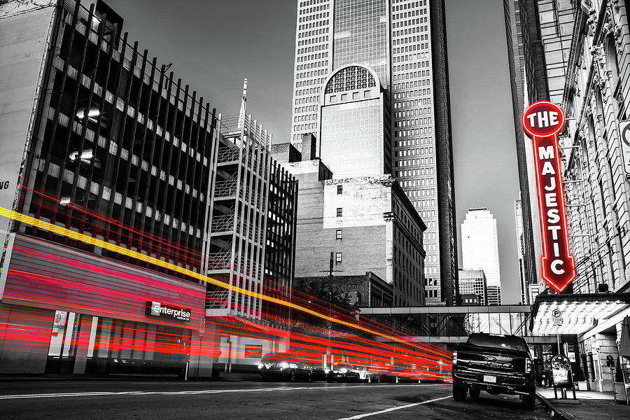 City of Lights - Dallas at Dawn In Selective Color Photograph by Gregory Ballos