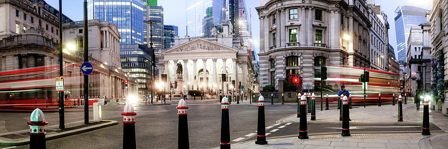 City of London Bank of England street at night Photograph by Sonny Ryse