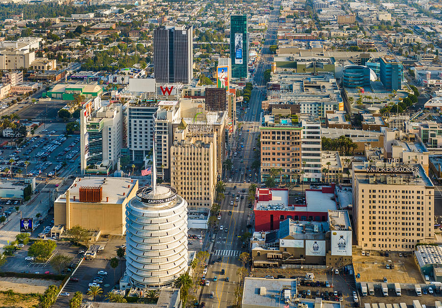 City of Los Angeles, Downtown Hollywood California - aerial view Photograph by Dszc