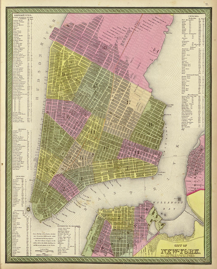 Map Drawing - City of New York 1849 by Vintage Maps
