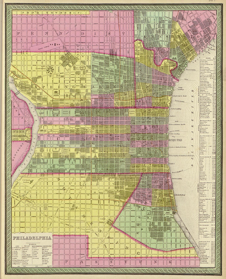 City of Philadelphia 1849 Drawing by Vintage Maps - Fine Art America