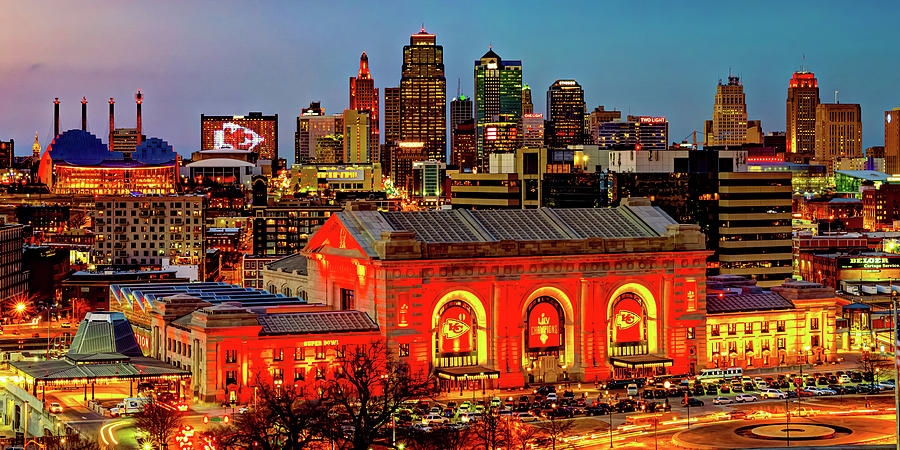 City of Red and Gold - Kansas City Skyline Panorama Photograph by Gregory Ballos