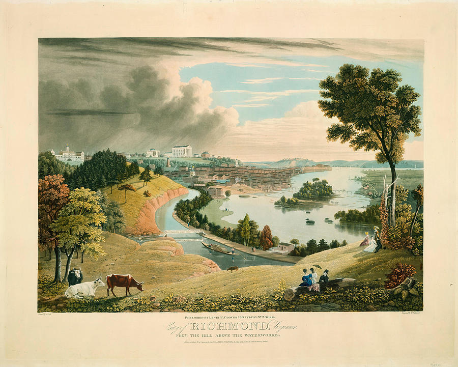 Richmond Painting - City of Richmond Virginia from the Hill Above the Waterworks  by William James Bennett