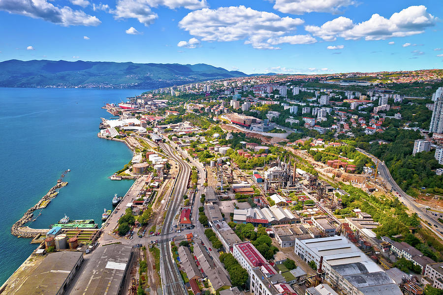 City of Rijeka industrial coastline aerial view Photograph by Brch Photography