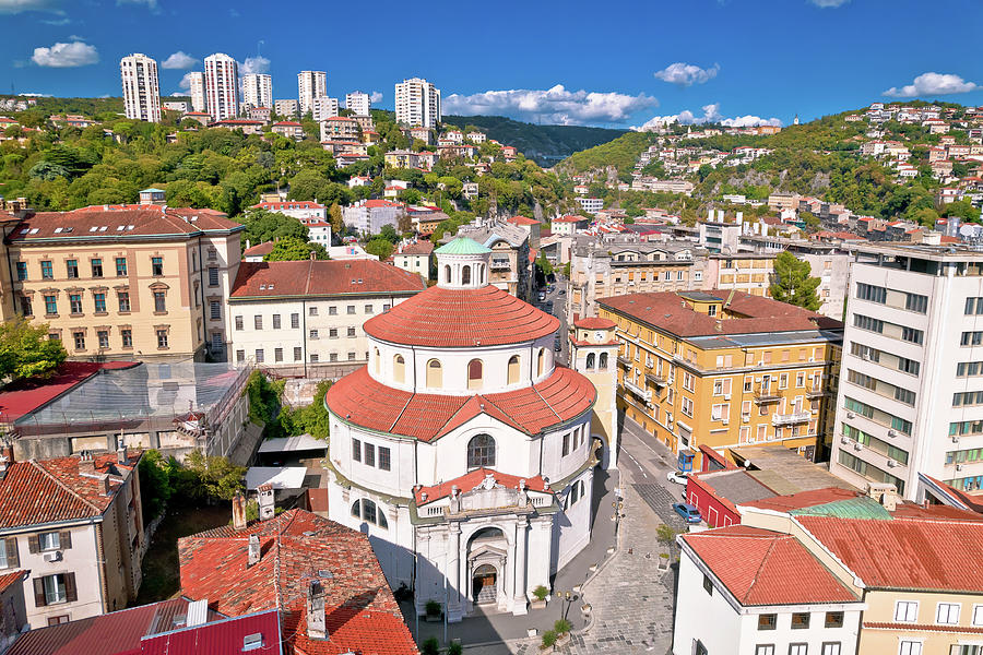 City of Rijeka saint Vid cathedral aerial view Photograph by Brch Photography