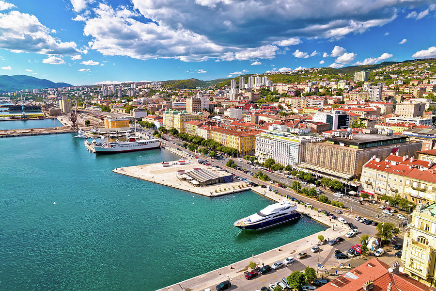 City of Rijeka waterfront aerial view Photograph by Brch Photography