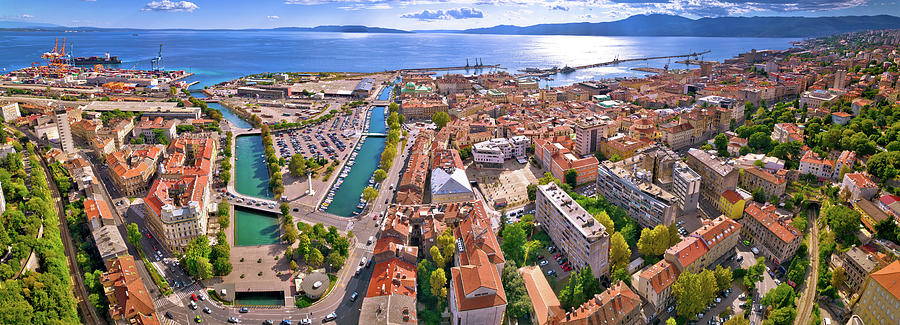 City of Rijeka waterfront and rooftops aerial panoramic view Photograph by Brch Photography