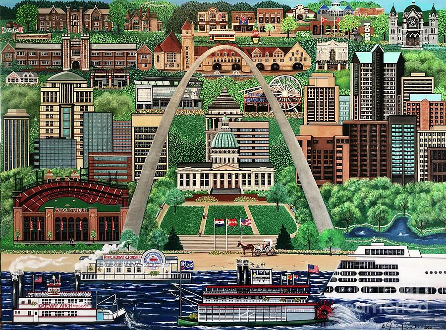 City of St. Louis Painting by Jennifer Lake