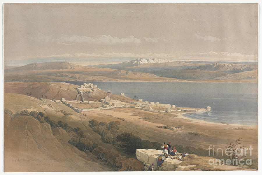 City of Tiberias on the Sea of Galilee q1 Painting by Historic illustrations