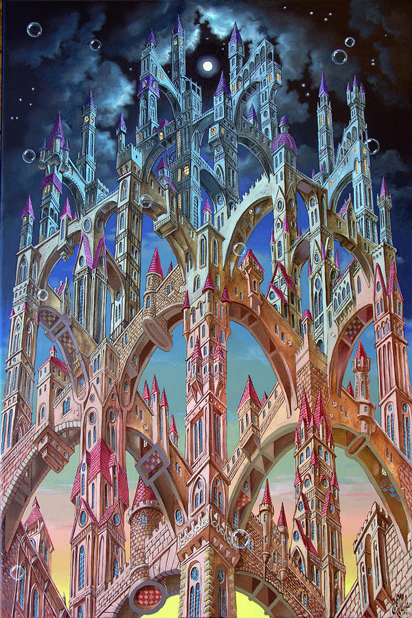 City of Wandering Towers. Op # 2977 Painting by Victor Molev