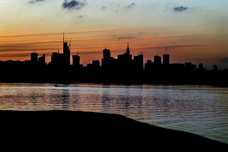 City Of Warsaw Twilight Silhouette Photograph by Artur Bogacki