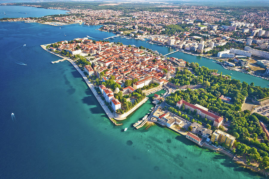 City of Zadar archipelago and historic peninsula aerial view Photograph ...