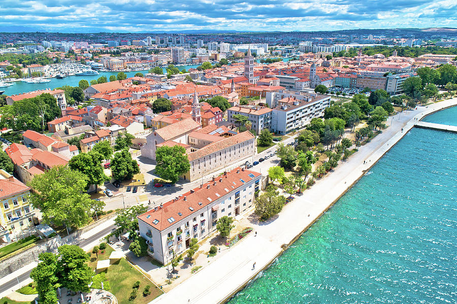 City of Zadar historic landmarks aerial panoramic view Photograph by ...