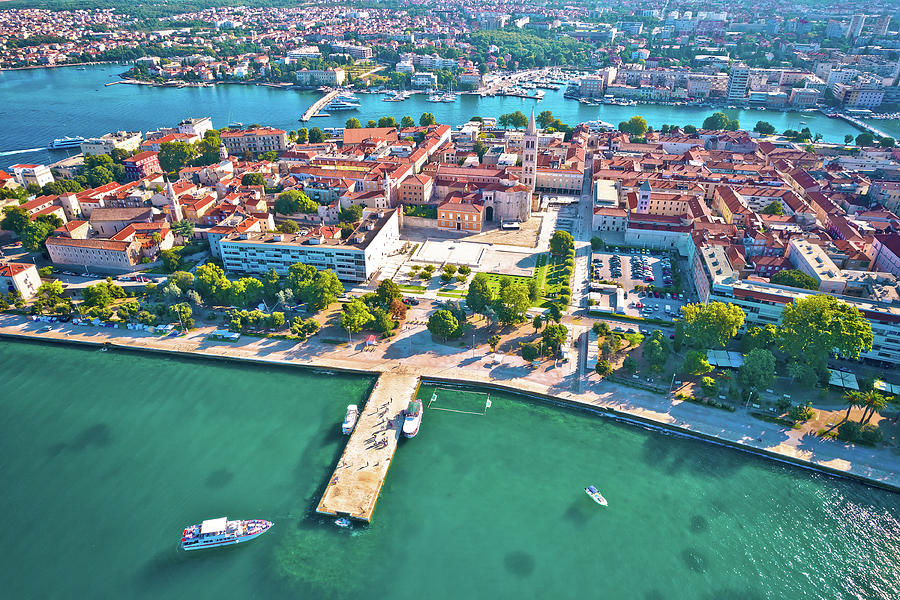 City Of Zadar Historic Peninsula Roman Architecture Aerial View 