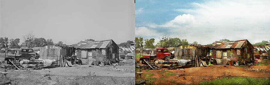 City - Oklahoma City OK - Hooverville 1939 - Side by Side Photograph by Mike Savad