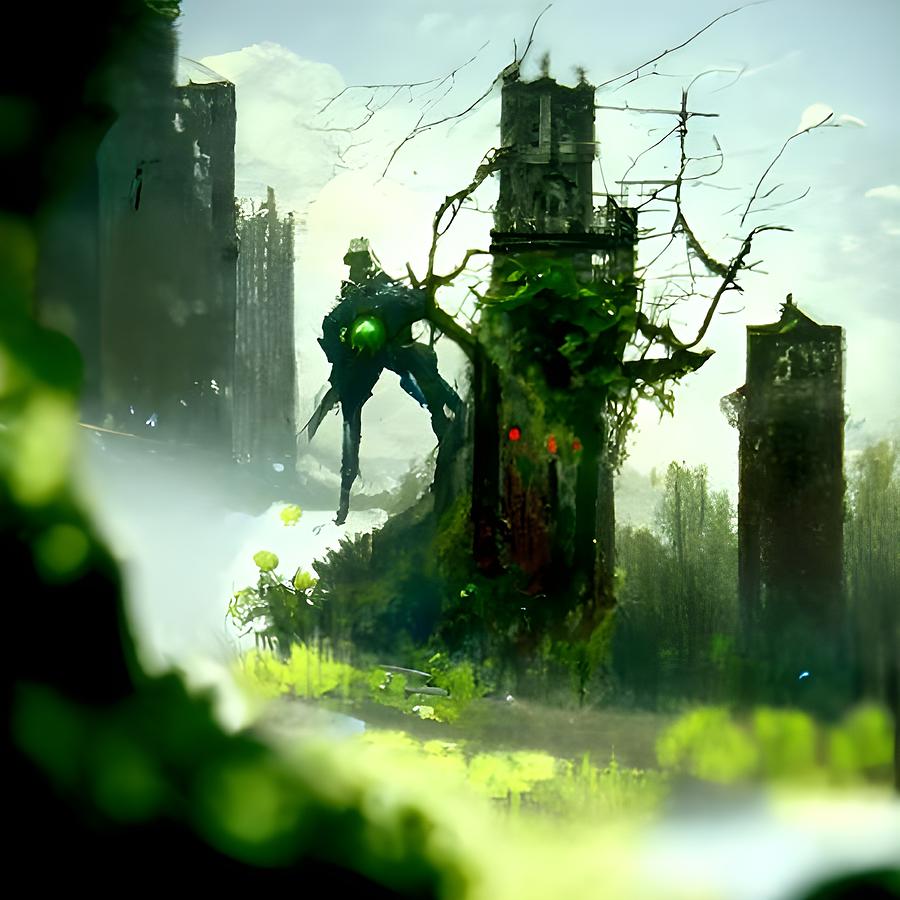City Overgrown with Vines and Moss Digital Art by Annalisa Rivera-Franz