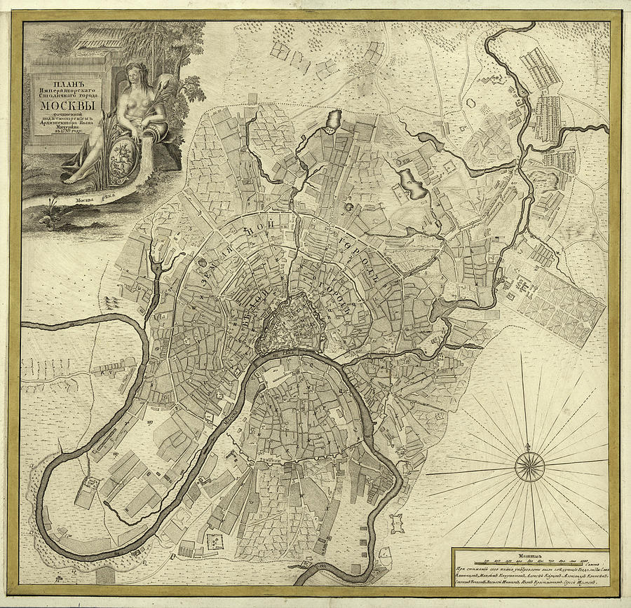 City Plan Moscow Russia 1745 Drawing by Vintage Maps - Fine Art America