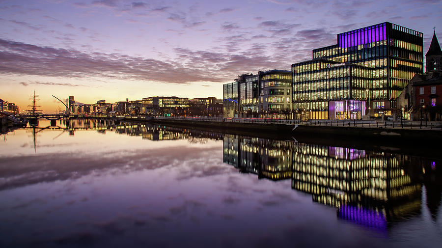 Architecture Photograph - City Quay at Dawn - Dublin by Barry O Carroll