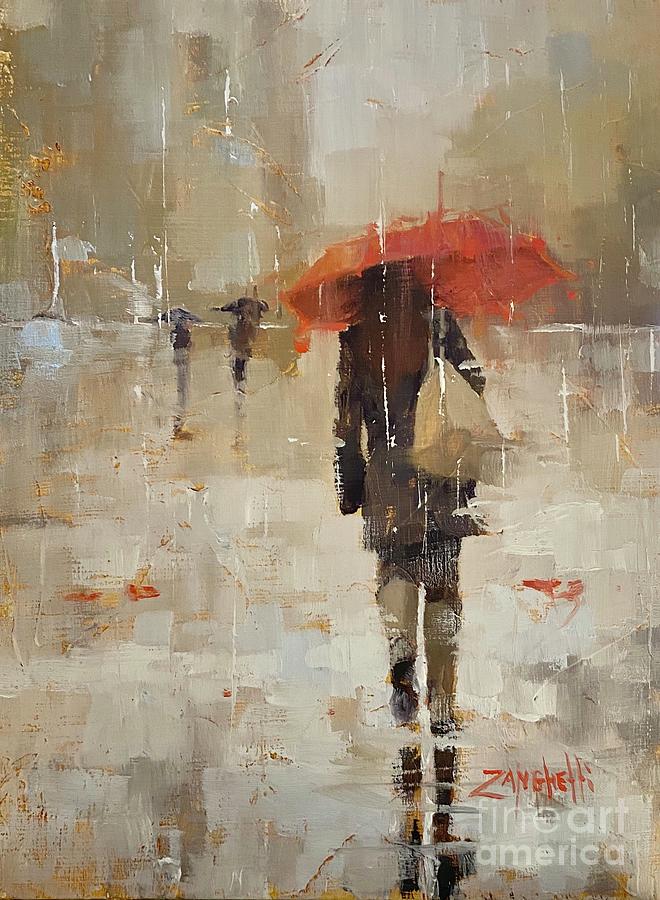Umbrella Painting - City Rain four by Laura Lee Zanghetti