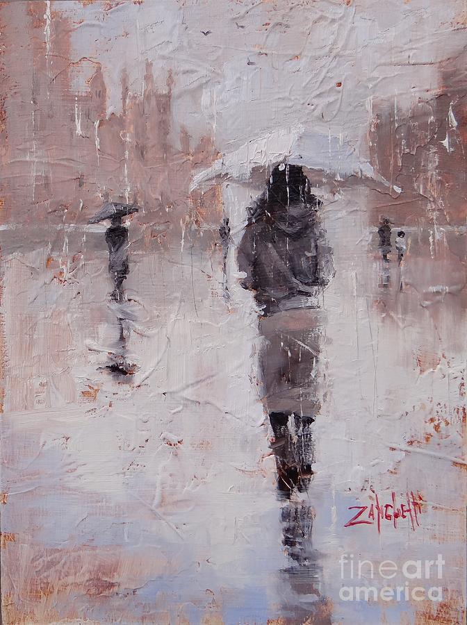 City Rain Painting by Laura Lee Zanghetti