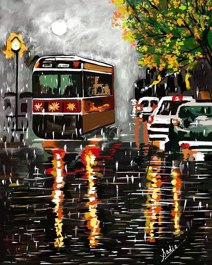 City Rain Painting Digital Art by Sadia Butt - Fine Art America