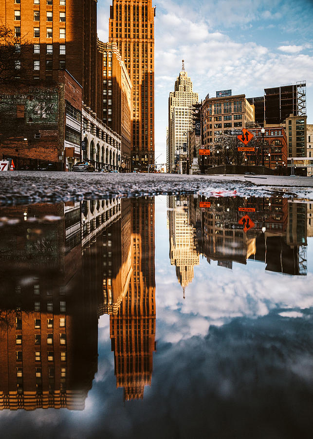 City reflections - Detroit Photograph by Peeter Viisimaa
